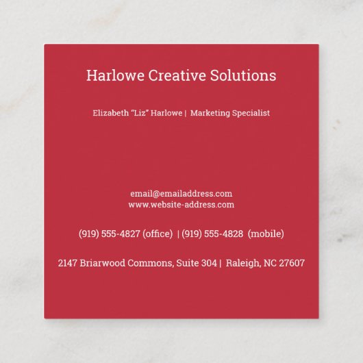 cardinal   red - custom logo  スクエア名刺 (裏面)