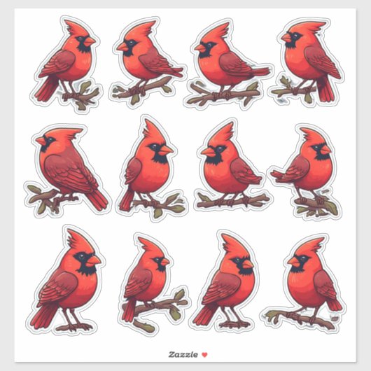 Cardinal & Songbird Set for Kids Decor & Crafts シール (シート)