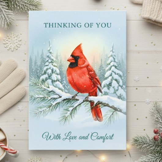 Cardinal Watercolor Christmas Sympathy Remembrance カード