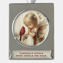 Cardinals Appear – Angelic Christmas Keepsake シルバープレートバナーオーナメント