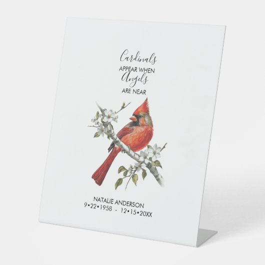 Cardinals appear when angels are near Memorial 台座サイン (正面)