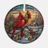Cardinals on Snowy Branch with Holly ガラスオーナメント (裏面)