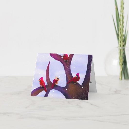 Cardinals Perched On A Tree Christmas Holiday Card シーズンカード (正面)