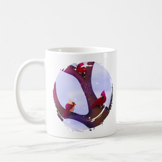 Cardinals Perched On A Tree Holiday Mug コーヒーマグカップ (左)
