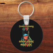 Cardio Drumming Gym Exercise Funny Fitness Cl W  キーホルダー (正面)