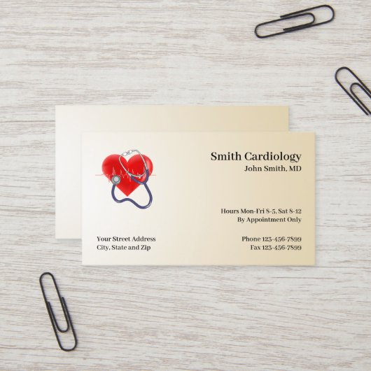  Cardiologist Cardiology Stethoscope Business Card 名刺 (正面/裏面インサイチュ)