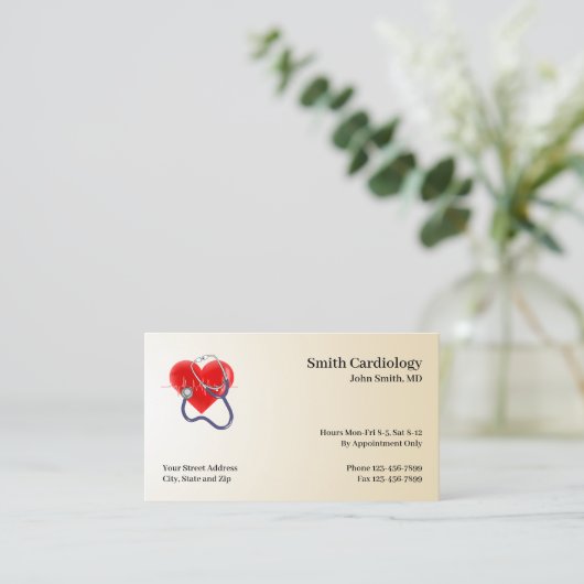  Cardiologist Cardiology Stethoscope Business Card 名刺 (スタンド正面)