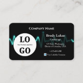 Cardiology Business Card Custom Logo Modern Black 名刺 (正面)