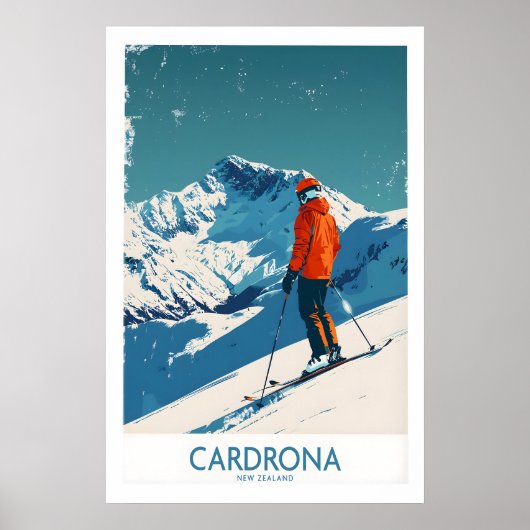 Cardrona Ski Print - New Zealand 1 ポスター (正面)