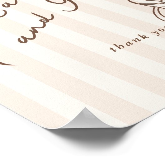 Cards and gifts Bebe Cafe Brown Bow Handdrawn ポスター (角)