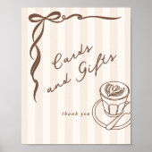 Cards and gifts Bebe Cafe Brown Bow Handdrawn ポスター (正面)