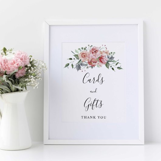 Cards and Gifts Blush Pink Rose Script Wedding ポスター
