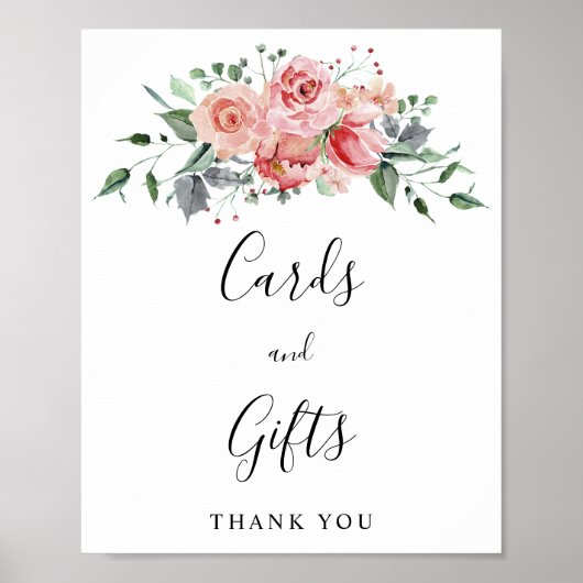 Cards and Gifts Blush Pink Rose Script Wedding  ポスター (正面)