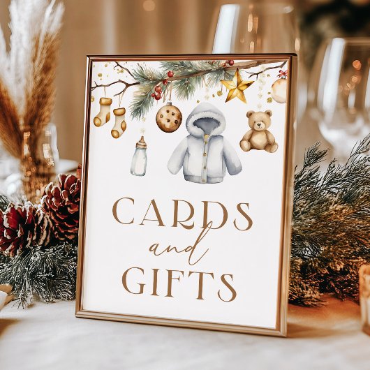 Cards and Gifts Boho Christmas Holiday Baby Shower ポスター