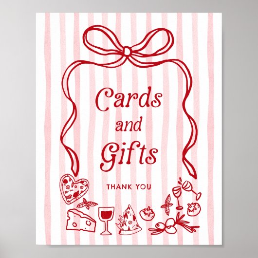 Cards and Gifts Bow Italian Lemons Baby Shower ポスター (正面)