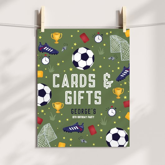 Cards and Gifts Boys Soccer Birthday Sign ポスター