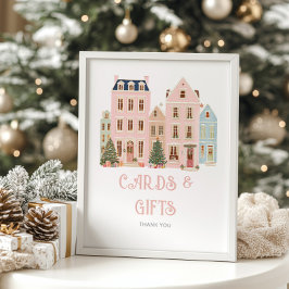 Cards And Gifts Christmas village Winter ポスター