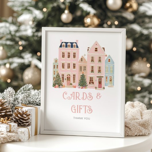 Cards And Gifts Christmas village Winter ポスター