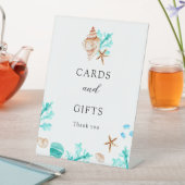 Cards and Gifts Coastal Seashell Beach Wedding 台座サイン (インサイチュ)