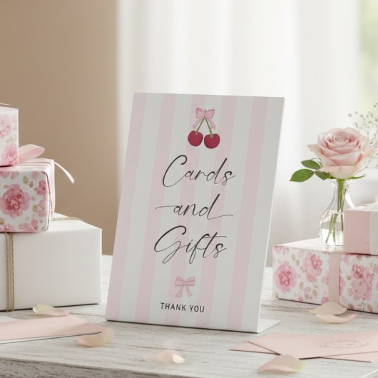 Cards and Gifts Coquette Cherry Bridal Shower 台座サイン