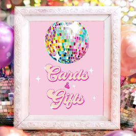 Cards and Gifts Disco Ball Retro Groovy Birthday ポスター