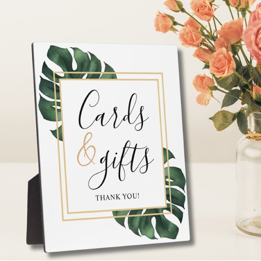 Cards and Gifts Monstera Leaf Wedding Sign  フォトプラーク