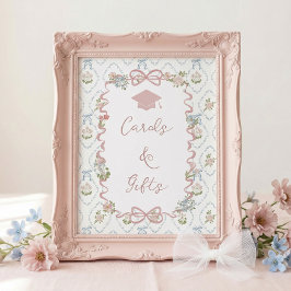 Cards and Gifts Pink Bow Graduation Sign ポスター