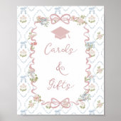 Cards and Gifts Pink Bow Graduation Sign ポスター (正面)