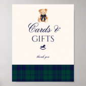 Cards and gifts Preppy Teddy Bear Plaid ポスター (正面)