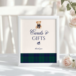 Cards and gifts Preppy Teddy Bear Plaid ポスター