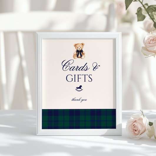 Cards and gifts Preppy Teddy Bear Plaid ポスター
