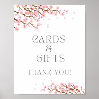 Cards and Gifts Sign for Cherry Blossom Party ポスター