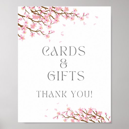 Cards and Gifts Sign for Cherry Blossom Party ポスター (正面)