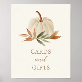 Cards and Gifts Sign Little Pumpkin Baby Shower ポスター