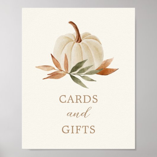 Cards and Gifts Sign Little Pumpkin Baby Shower ポスター (正面)