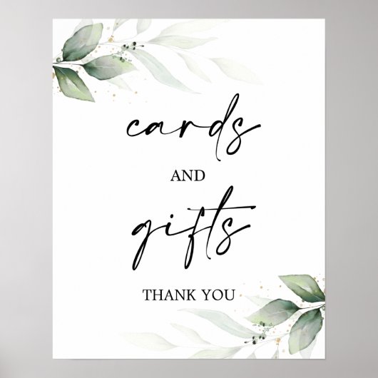 Cards and Gifts simple greenery sign ポスター (正面)