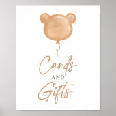 Cards and Gifts Teddy Bear Balloon Boho Birthday  ポスター (正面)