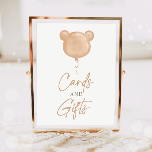 Cards and Gifts Teddy Bear Balloon Boho Birthday  ポスター