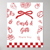 Cards and gifts Whimsical Bow Pizza Baby Shower ポスター (正面)