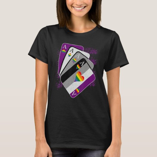 Cards Asexual Heart Rainbow LGBT LGBTQ Pride Tシャツ (正面)