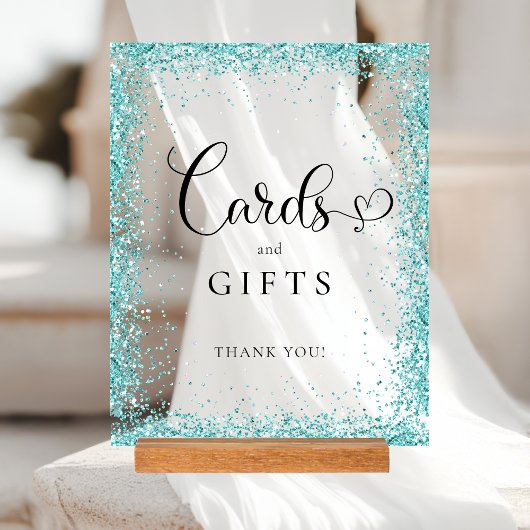 CARDS & GIFTS ミント グリッター ブライダルシャワー アクリルサイン