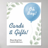 Cards & Gifts Balloon Eucalyptus Baby Shower SIGN ポスター (正面)