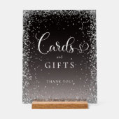 CARDS & GIFTS Black Silver Glitter Bridal Shower  アクリルサイン (正面)