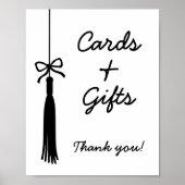 Cards & Gifts Bow Black & White Graduation Sign ポスター (正面)