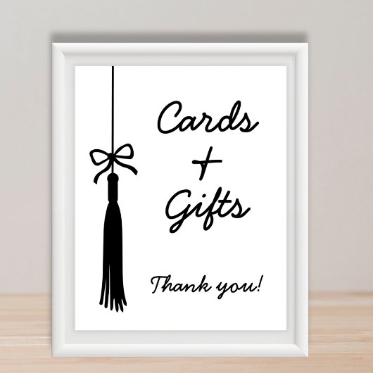 Cards & Gifts Bow Black & White Graduation Sign ポスター