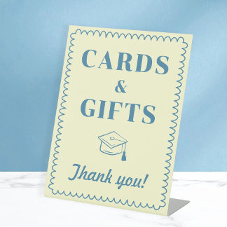 Cards & Gifts Butter Yellow & Blue Graduation 台座サイン