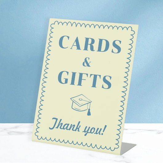 Cards & Gifts Butter Yellow & Blue Graduation 台座サイン