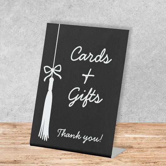 Cards & Gifts Coquette Black Bow Tassel Graduation 台座サイン