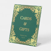 Cards Gifts Emerald Green Faux Gold Wedding Ornate 台座サイン (正面)