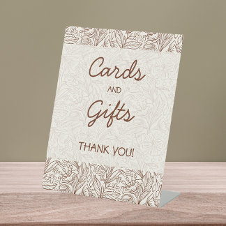 Cards & Gifts Floral Brown Bridal Shower 台座サイン